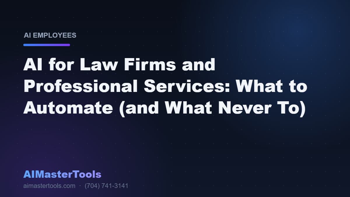 AI for Law Firms and Professional Services: What to Automate (and What Never To)